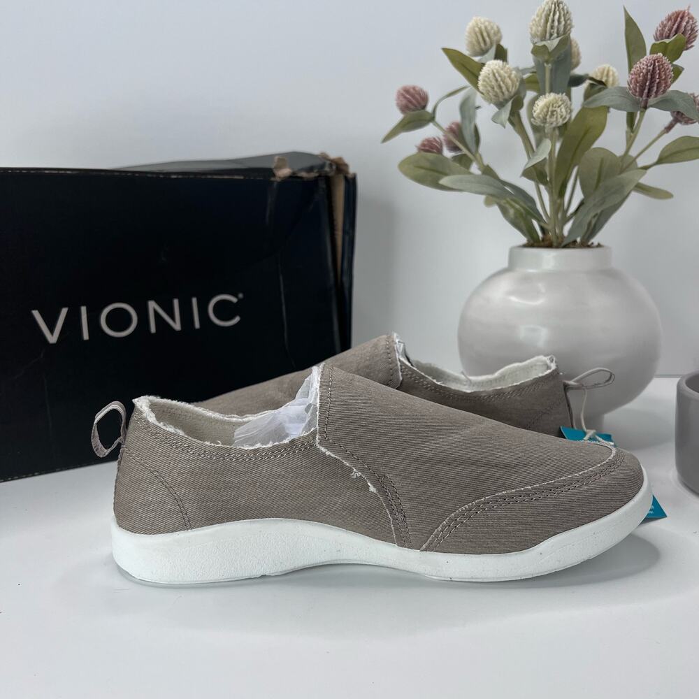 Vionic Beach Malibu Canvas Slip On Sneaker Comfort Shoes Gray Women's US 5 NWB - Picture 8 of 10